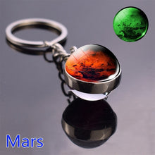 Load image into Gallery viewer, Glow In The Dark Solar System Planet Keyring Galaxy Nebula Luminous Keychain Moon Earth Sun Double Side Glass Ball Key Chain
