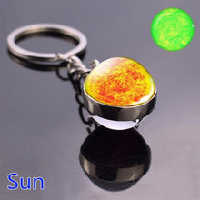 Load image into Gallery viewer, Glow In The Dark Solar System Planet Keyring Galaxy Nebula Luminous Keychain Moon Earth Sun Double Side Glass Ball Key Chain