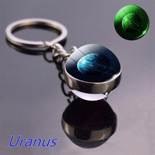 Load image into Gallery viewer, Glow In The Dark Solar System Planet Keyring Galaxy Nebula Luminous Keychain Moon Earth Sun Double Side Glass Ball Key Chain