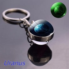 Load image into Gallery viewer, Glow In The Dark Solar System Planet Keyring Galaxy Nebula Luminous Keychain Moon Earth Sun Double Side Glass Ball Key Chain