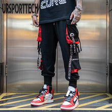 Load image into Gallery viewer, Hip Hop Joggers Men Letter Ribbons Cargo Pants Pockets Track Tactical Casual Techwear Male Trousers Sweatpants Sport Streetwear
