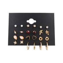 Load image into Gallery viewer, FNIO Women's Earrings Set Pearl Earrings For Women Bohemian Fashion Jewelry 2020 Geometric Crystal Heart Stud Earrings