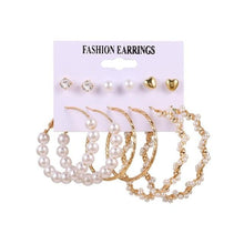 Load image into Gallery viewer, FNIO Women's Earrings Set Pearl Earrings For Women Bohemian Fashion Jewelry 2020 Geometric Crystal Heart Stud Earrings