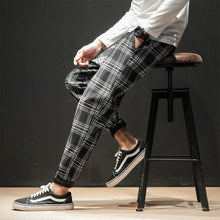 Load image into Gallery viewer, Dropshipping Japanese Streerwear Men Plaid Pants 2020 Autumn Fashion Slim Man Casual Trousers Korean Male Harem Pants