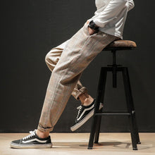 Load image into Gallery viewer, Dropshipping Japanese Streerwear Men Plaid Pants 2020 Autumn Fashion Slim Man Casual Trousers Korean Male Harem Pants