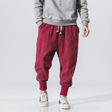 Load image into Gallery viewer, Chinese Style Harem Pants Men Streetwear Casual Joggers Mens Pants Cotton Linen Sweatpants Ankle-length Men Trousers M-5XL