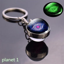 Load image into Gallery viewer, Glow In The Dark Solar System Planet Keyring Galaxy Nebula Luminous Keychain Moon Earth Sun Double Side Glass Ball Key Chain