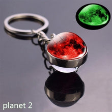 Load image into Gallery viewer, Glow In The Dark Solar System Planet Keyring Galaxy Nebula Luminous Keychain Moon Earth Sun Double Side Glass Ball Key Chain