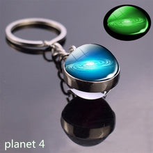 Load image into Gallery viewer, Glow In The Dark Solar System Planet Keyring Galaxy Nebula Luminous Keychain Moon Earth Sun Double Side Glass Ball Key Chain