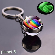 Load image into Gallery viewer, Glow In The Dark Solar System Planet Keyring Galaxy Nebula Luminous Keychain Moon Earth Sun Double Side Glass Ball Key Chain