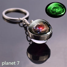Load image into Gallery viewer, Glow In The Dark Solar System Planet Keyring Galaxy Nebula Luminous Keychain Moon Earth Sun Double Side Glass Ball Key Chain