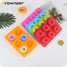 Load image into Gallery viewer, 6 Cavity Donut Mold Silicone Non-stick Baking Tray Heat-resistant Reusable Folded Donuts Maker Colorful Soft Dessert Making Tool