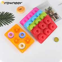 Load image into Gallery viewer, 6 Cavity Donut Mold Silicone Non-stick Baking Tray Heat-resistant Reusable Folded Donuts Maker Colorful Soft Dessert Making Tool