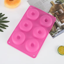 Load image into Gallery viewer, 6 Cavity Donut Mold Silicone Non-stick Baking Tray Heat-resistant Reusable Folded Donuts Maker Colorful Soft Dessert Making Tool