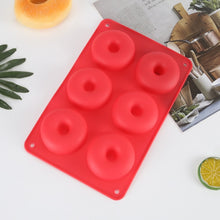 Load image into Gallery viewer, 6 Cavity Donut Mold Silicone Non-stick Baking Tray Heat-resistant Reusable Folded Donuts Maker Colorful Soft Dessert Making Tool