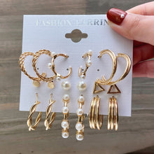Load image into Gallery viewer, Fashion Gold Hoop Earrings Set Women Pearl Hoop Earrings Oversize Metal Circle Punk Earring 2020 Female Fashion Jewelry