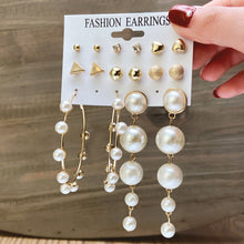 Load image into Gallery viewer, Fashion Gold Hoop Earrings Set Women Pearl Hoop Earrings Oversize Metal Circle Punk Earring 2020 Female Fashion Jewelry