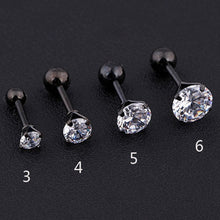 Load image into Gallery viewer, 1 pcs Medical Stainless steel Crystal Zircon Ear Studs Earrings For Women/Men 4 Prong Tragus Cartilage Piercing Jewelry