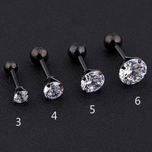 Load image into Gallery viewer, 1 pcs Medical Stainless steel Crystal Zircon Ear Studs Earrings For Women/Men 4 Prong Tragus Cartilage Piercing Jewelry