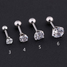 Load image into Gallery viewer, 1 pcs Medical Stainless steel Crystal Zircon Ear Studs Earrings For Women/Men 4 Prong Tragus Cartilage Piercing Jewelry