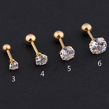 Load image into Gallery viewer, 1 pcs Medical Stainless steel Crystal Zircon Ear Studs Earrings For Women/Men 4 Prong Tragus Cartilage Piercing Jewelry
