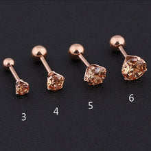 Load image into Gallery viewer, 1 pcs Medical Stainless steel Crystal Zircon Ear Studs Earrings For Women/Men 4 Prong Tragus Cartilage Piercing Jewelry