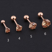 Load image into Gallery viewer, 1 pcs Medical Stainless steel Crystal Zircon Ear Studs Earrings For Women/Men 4 Prong Tragus Cartilage Piercing Jewelry
