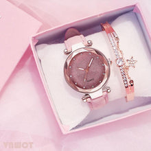 Load image into Gallery viewer, Casual Women Romantic Starry Sky Wrist Watch bracelet Leather Rhinestone Designer Ladies Clock Simple Dress Gfit Montre Femme