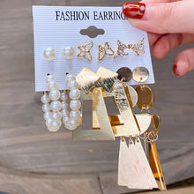 Load image into Gallery viewer, Fashion Gold Hoop Earrings Set Women Pearl Hoop Earrings Oversize Metal Circle Punk Earring 2020 Female Fashion Jewelry