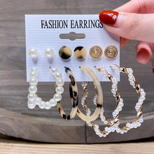Load image into Gallery viewer, Fashion Gold Hoop Earrings Set Women Pearl Hoop Earrings Oversize Metal Circle Punk Earring 2020 Female Fashion Jewelry