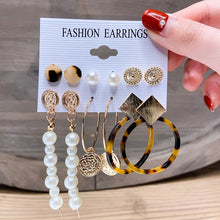 Load image into Gallery viewer, Fashion Gold Hoop Earrings Set Women Pearl Hoop Earrings Oversize Metal Circle Punk Earring 2020 Female Fashion Jewelry