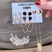 Load image into Gallery viewer, Fashion Gold Hoop Earrings Set Women Pearl Hoop Earrings Oversize Metal Circle Punk Earring 2020 Female Fashion Jewelry