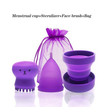 Load image into Gallery viewer, Medical Silicone Menstrual Cup Foldable Silicone Cup for Clean Menstrual Period Cup Lady Menstrual collector & Face cleab brush