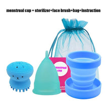 Load image into Gallery viewer, Medical Silicone Menstrual Cup Foldable Silicone Cup for Clean Menstrual Period Cup Lady Menstrual collector & Face cleab brush