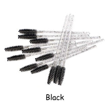 Load image into Gallery viewer, Disposable Eyelash Brush 25/50 Pcs Crystal Eye Brush Diamond Handle Mini Mascara Wands Brush Eyelash Extension Makeup Brush Set