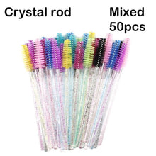 Load image into Gallery viewer, Disposable Eyelash Brush 25/50 Pcs Crystal Eye Brush Diamond Handle Mini Mascara Wands Brush Eyelash Extension Makeup Brush Set