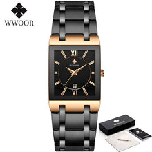 Load image into Gallery viewer, Relogio Masculino WWOOR Gold Watch Men Square Mens Watches Top Brand Luxury Golden Quartz Stainless Steel Waterproof Wrist Watch