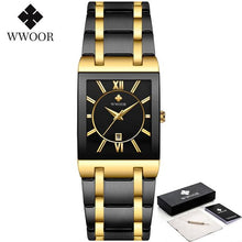 Load image into Gallery viewer, Relogio Masculino WWOOR Gold Watch Men Square Mens Watches Top Brand Luxury Golden Quartz Stainless Steel Waterproof Wrist Watch