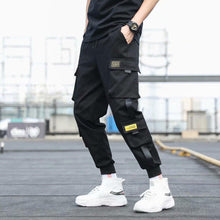 Load image into Gallery viewer, Men's Side Pockets Cargo Harem Pants 2021 Ribbons Black Hip Hop Casual Male Joggers Trousers Fashion Casual Streetwear Pants