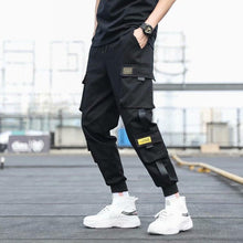 Load image into Gallery viewer, Men's Side Pockets Cargo Harem Pants 2021 Ribbons Black Hip Hop Casual Male Joggers Trousers Fashion Casual Streetwear Pants