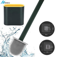 Load image into Gallery viewer, Silicone Bristles Toilet Brush and Holder for Bathroom Storage and Organization Compact Wall Hang Cleaning Kit WC Accessories