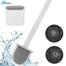 Load image into Gallery viewer, Silicone Bristles Toilet Brush and Holder for Bathroom Storage and Organization Compact Wall Hang Cleaning Kit WC Accessories