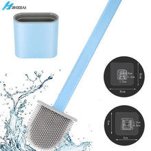 Load image into Gallery viewer, Silicone Bristles Toilet Brush and Holder for Bathroom Storage and Organization Compact Wall Hang Cleaning Kit WC Accessories