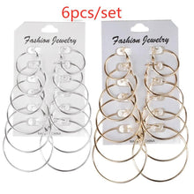 Load image into Gallery viewer, 6Pairs Punk Hoop Earrings Set Big Circle Earrings Jewelry for Women Girls Steampunk Ear Clip Punk Style Earring Ear Ring