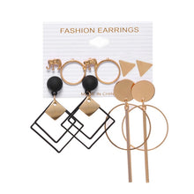 Load image into Gallery viewer, 6Pairs Punk Hoop Earrings Set Big Circle Earrings Jewelry for Women Girls Steampunk Ear Clip Punk Style Earring Ear Ring