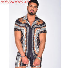Load image into Gallery viewer, NEW Men Hawaiian Sets Printing 2021 Summer Short Sleeve Button Shirt Beach Shorts Streetwear Casual Mens Suit 2 Pieces INCERUN