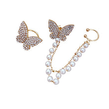 Load image into Gallery viewer, Korean Retro Asymmetric Butterfly Imitation Pearl Earrings Fashion Round Flower Brincos Long Statement Wings Earrings Jewelry