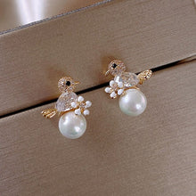 Load image into Gallery viewer, 2021 New Cute Animal Stud Earrings for Women Temperament Horse Kitten Owl Pearl Rhinestone Earring Girls Birthday Party Jewelry