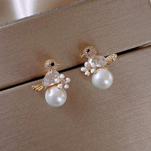Load image into Gallery viewer, 2021 New Cute Animal Stud Earrings for Women Temperament Horse Kitten Owl Pearl Rhinestone Earring Girls Birthday Party Jewelry