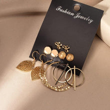 Load image into Gallery viewer, Women's Earrings Set Retro Korean Geometric Stud Earrings for Women Korean Gold Small Metal Pearl Earring 2021 Trend Jewelry